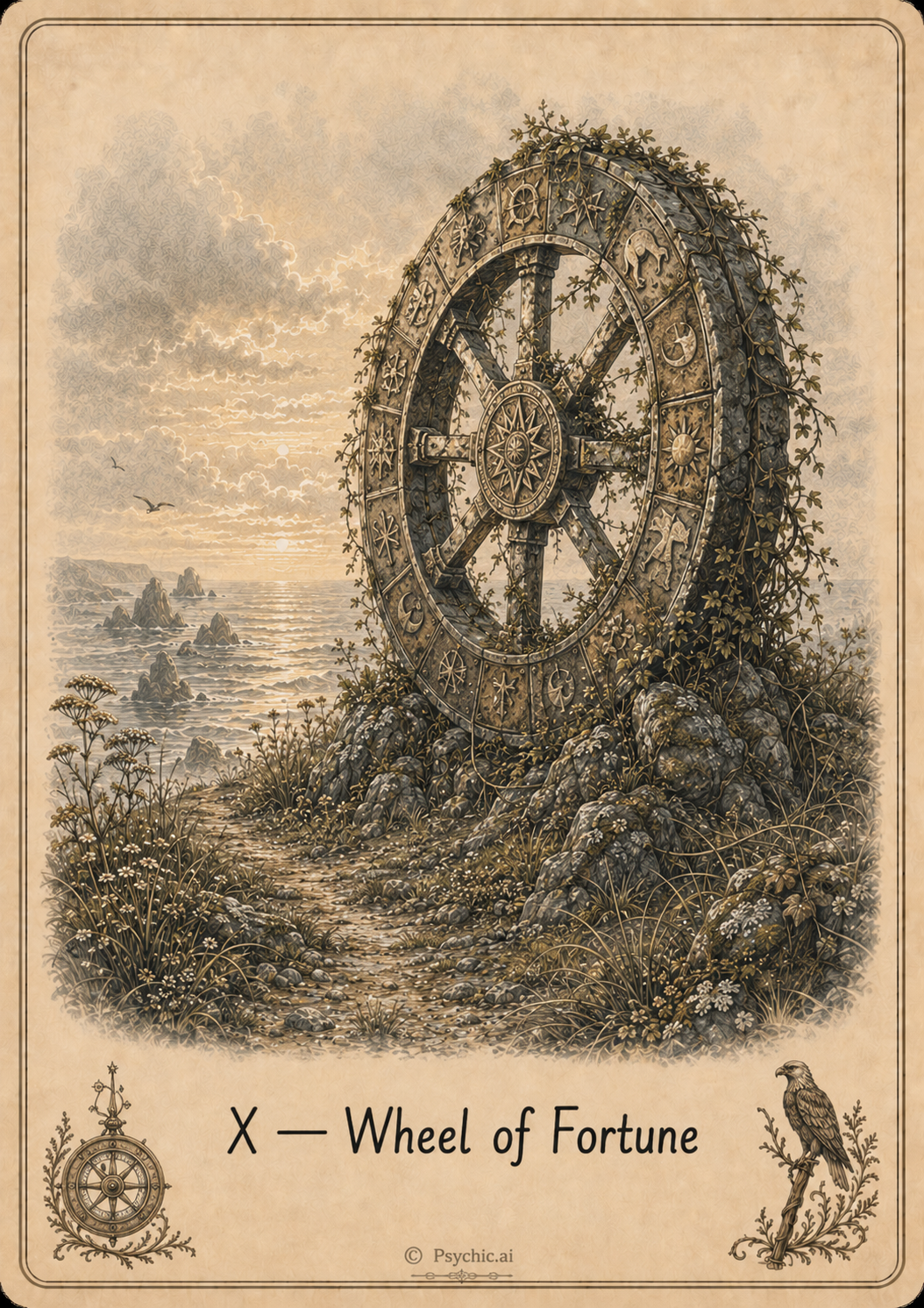 Wheel of Fortune tarot card illustration